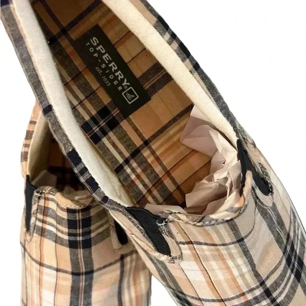 Sperry Top-Sider Plaid Slip-On Sneakers Men’s Size 13 Canvas Casual Skater Shoes - Picture 4 of 8